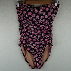 J.Crew Floral Swimsuit Size 6 One Piece Ruched Strapless Tulip‎ Bathing Suit